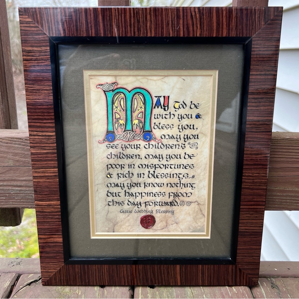 Celtic Wedding Blessing Frame Art Deco Wall Print Home Decor Medieval Manuscript